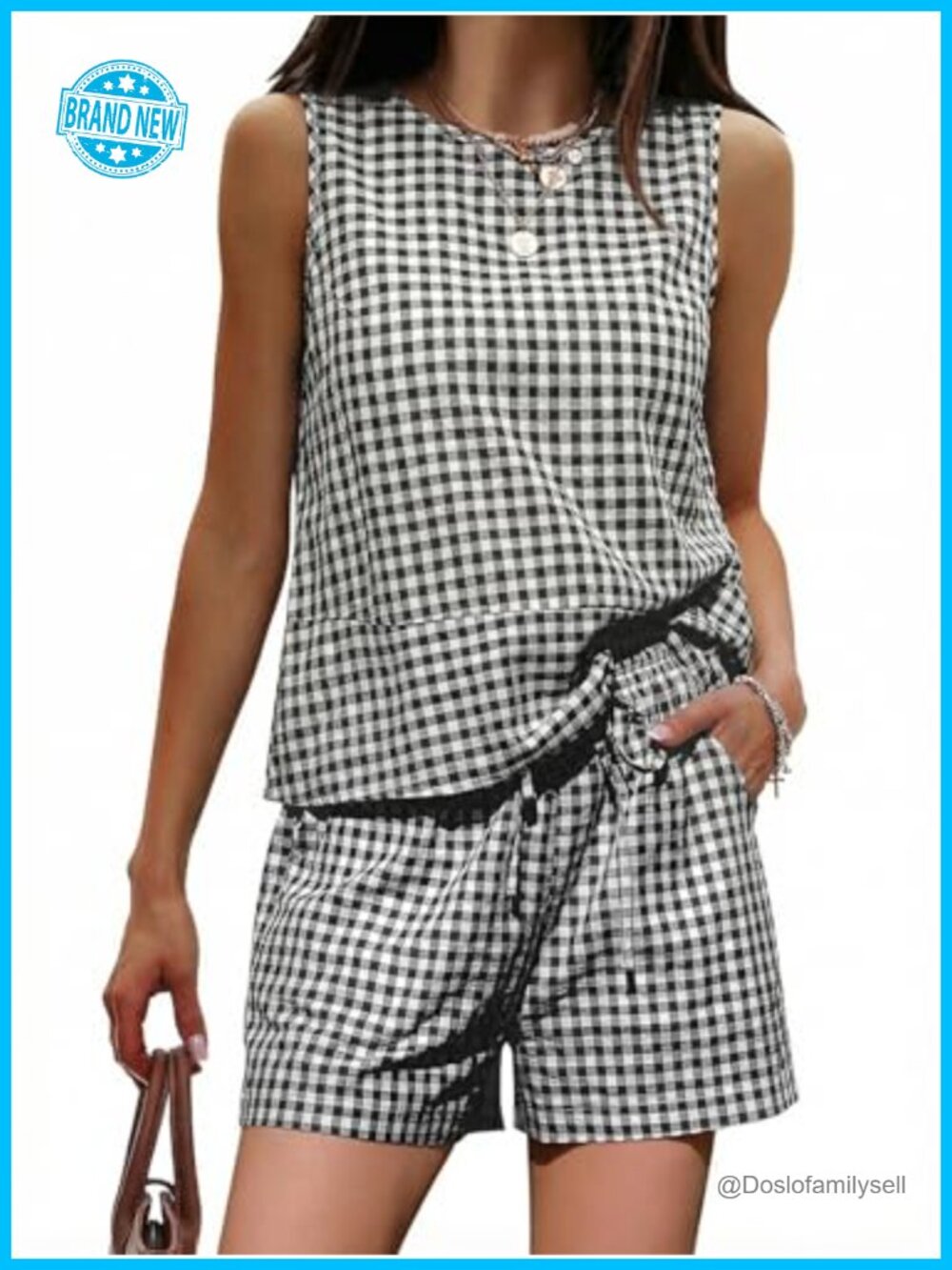Two Piece Set Tank Top & Shorts Cotton Blend Matching Outfit